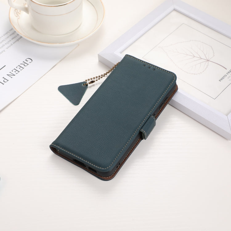 For Google Pixel 9 Pro Side-Magnetic TJ Genuine Leather RFID Phone Case(Green) - Google Cases by PMC TechLife | Online Shopping South Africa | PMC TechLife | Buy Now Pay Later Mobicred