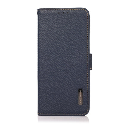 For Google Pixel 9 Pro KHAZNEH Side-Magnetic Litchi Genuine Leather RFID Phone Case(Blue) - Google Cases by PMC Jewellery | Online Shopping South Africa | PMC Jewellery | Buy Now Pay Later Mobicred