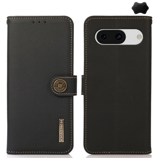 For Google Pixel 8a KHAZNEH Custer Genuine Leather RFID Phone Case(Black) - Google Cases by PMC Jewellery | Online Shopping South Africa | PMC Jewellery | Buy Now Pay Later Mobicred