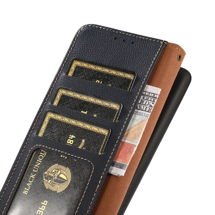 For Google Pixel 8a KHAZNEH Custer Genuine Leather RFID Phone Case(Blue) - Google Cases by PMC TechLife | Online Shopping South Africa | PMC TechLife | Buy Now Pay Later Mobicred