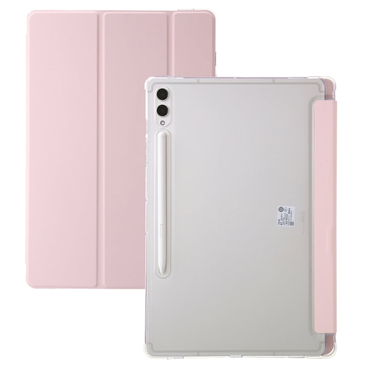 For Samsung Galaxy Tab S9 Ultra/S8 Ultra 3-Fold Clear Acrylic Leather Tablet Case(Pink) - Galaxy Tab S9 Ultra Cases by PMC Jewellery | Online Shopping South Africa | PMC Jewellery | Buy Now Pay Later Mobicred