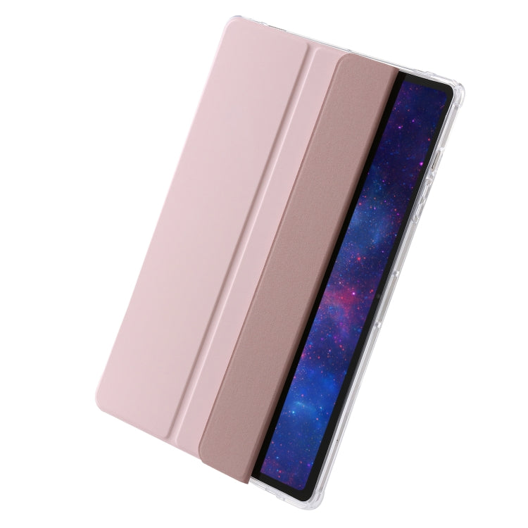 For Samsung Galaxy Tab S9 Ultra/S8 Ultra 3-Fold Clear Acrylic Leather Tablet Case(Pink) - Galaxy Tab S9 Ultra Cases by PMC Jewellery | Online Shopping South Africa | PMC Jewellery | Buy Now Pay Later Mobicred