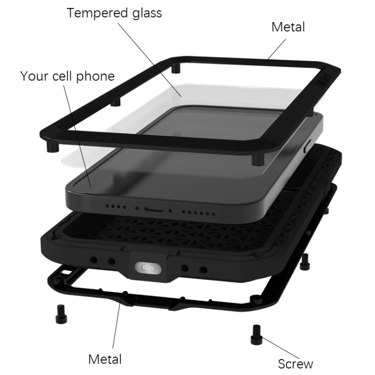 For iPhone 15 Pro LOVE MEI Metal Shockproof Life Waterproof Dustproof Phone Case(Silver) - iPhone 15 Pro Cases by LOVE MEI | Online Shopping South Africa | PMC TechLife | Buy Now Pay Later Mobicred