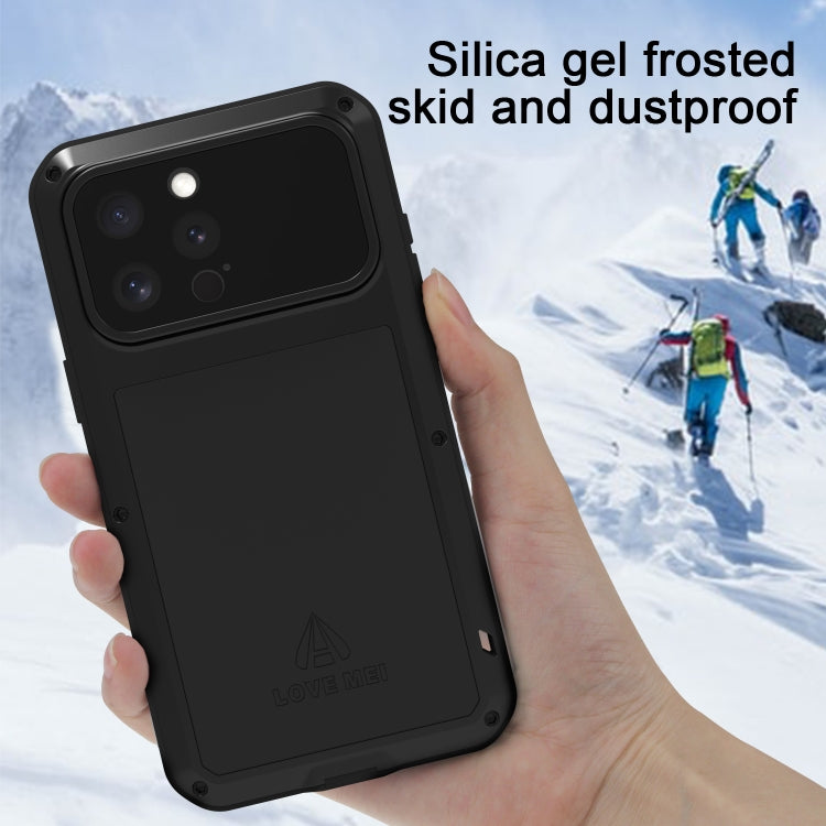 For iPhone 16 Pro Max LOVE MEI Metal Shockproof Life Waterproof Dustproof Phone Case(Black) - free shipping - PMC Jewellery - Order now!