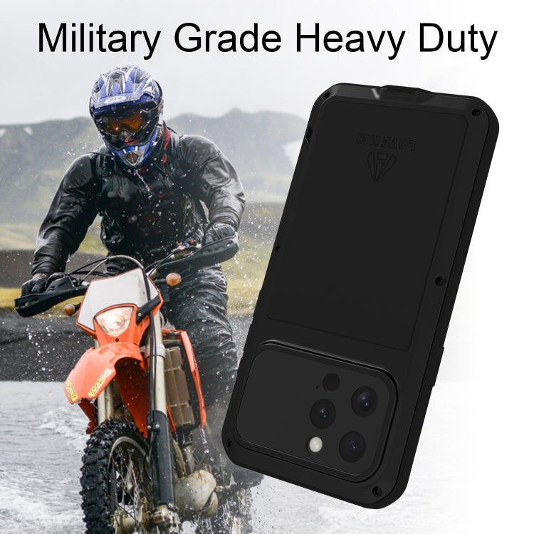 For iPhone 16 Pro LOVE MEI Metal Shockproof Life Waterproof Dustproof Phone Case(Silver) - iPhone 16 Pro Cases by LOVE MEI | Online Shopping South Africa | PMC Jewellery | Buy Now Pay Later Mobicred