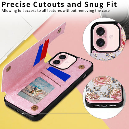 For iPhone 16 Printed Double Buckle RFID Anti-theft Phone Case(Pastoral Rose) - iPhone 16 Cases by PMC Jewellery | Online Shopping South Africa | PMC Jewellery | Buy Now Pay Later Mobicred