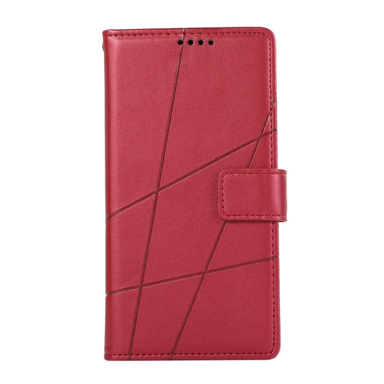 For iPhone 16e PU Genuine Leather Texture Embossed Line Phone Case(Red) - iPhone 16e Cases by PMC TechLife | Online Shopping South Africa | PMC TechLife | Buy Now Pay Later Mobicred