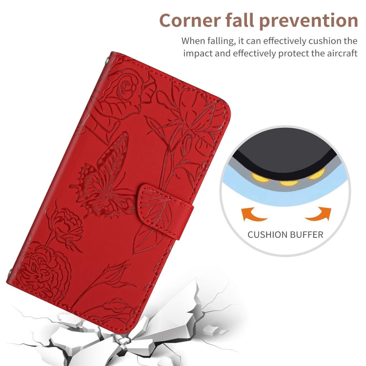 For Google Pixel 9 Skin Feel Butterfly Embossed Flip Leather Phone Case(Red) - Google Cases by PMC TechLife | Online Shopping South Africa | PMC TechLife | Buy Now Pay Later Mobicred