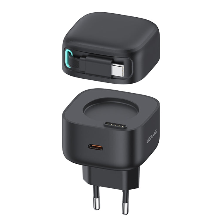 USAMS US-CC202 SMF Series PD35W Dual Type-C Port GaN Fast Charger, EU Plug(Black) - USB Charger by USAMS | Online Shopping South Africa | PMC Jewellery | Buy Now Pay Later Mobicred