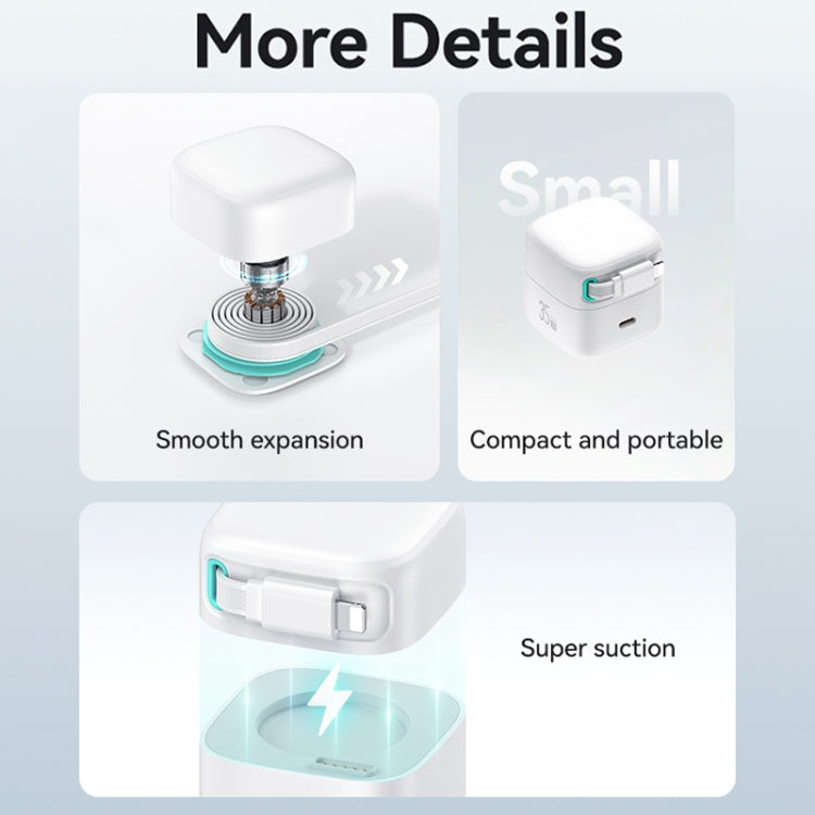 USAMS US-CC210 SMF Series PD35W 8 Pin + Type-C Dual Port GaN Fast Charger, US Plug(White) - USB Charger by USAMS | Online Shopping South Africa | PMC Jewellery | Buy Now Pay Later Mobicred