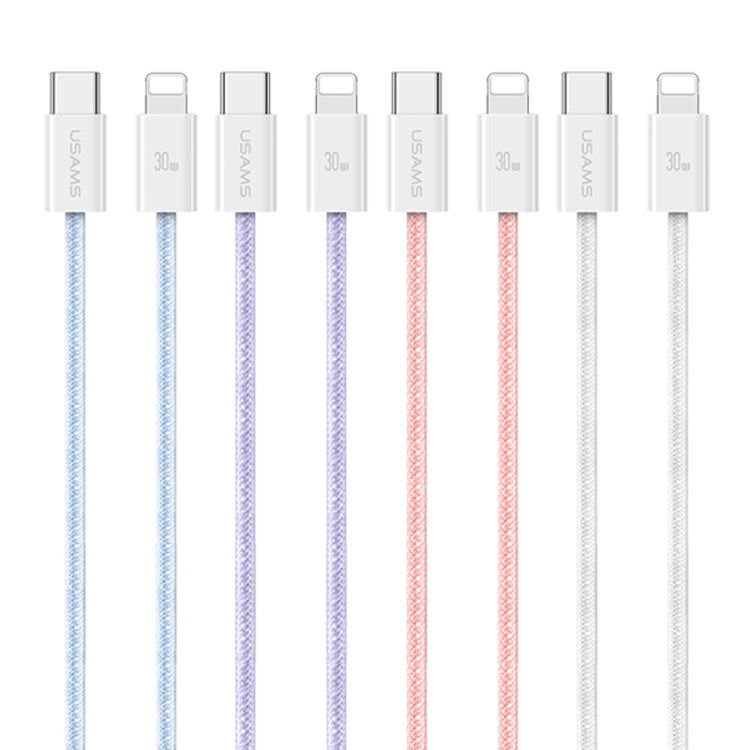 USAMS US-SJ657 U86 PD30W USB-C/Type-C to 8 Pin Rainbow Braided Fast Charging Data Cable, Length: 1.2m(Blue) - 2 in 1 Cable by USAMS | Online Shopping South Africa | PMC Jewellery | Buy Now Pay Later Mobicred