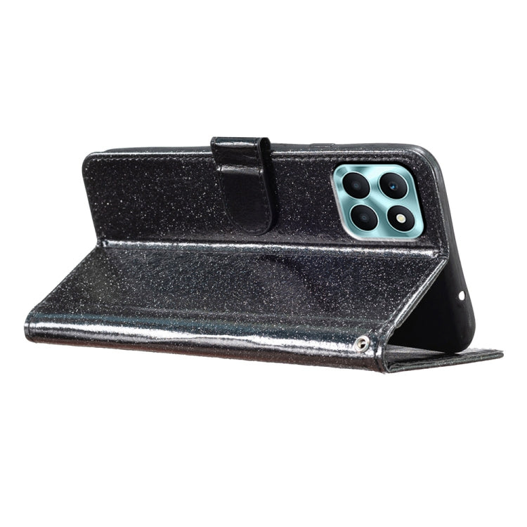 For Honor X6a Glitter Powder Flip Leather Phone Case(Black) - Honor Cases by PMC TechLife | Online Shopping South Africa | PMC TechLife | Buy Now Pay Later Mobicred