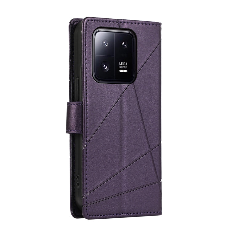 For Xiaomi 13 Pro PU Genuine Leather Texture Embossed Line Phone Case(Purple) - 13 Pro Cases by PMC Jewellery | Online Shopping South Africa | PMC Jewellery | Buy Now Pay Later Mobicred