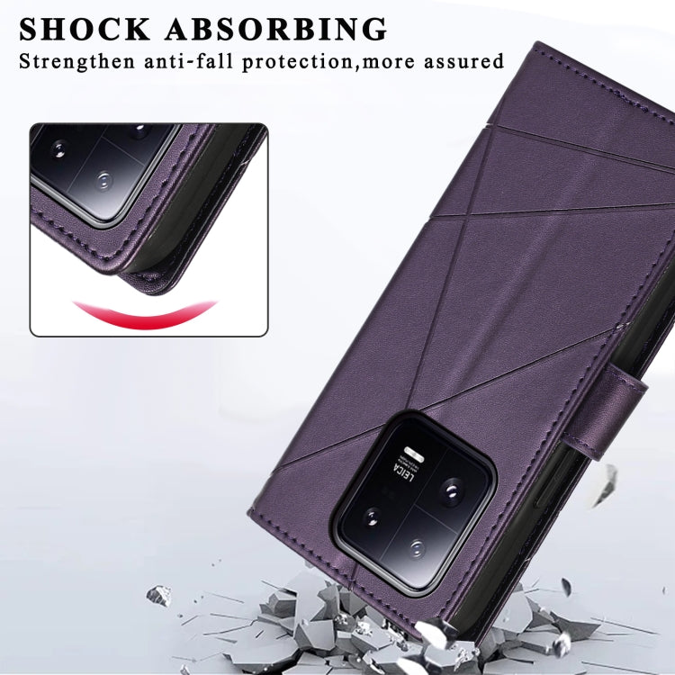 For Xiaomi 13 Pro PU Genuine Leather Texture Embossed Line Phone Case(Purple) - 13 Pro Cases by PMC Jewellery | Online Shopping South Africa | PMC Jewellery | Buy Now Pay Later Mobicred