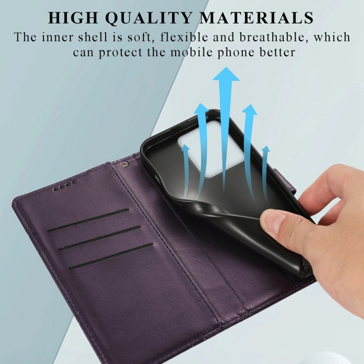 For Xiaomi Redmi 13C PU Genuine Leather Texture Embossed Line Phone Case(Purple) - free shipping - PMC TechLife - Order now!