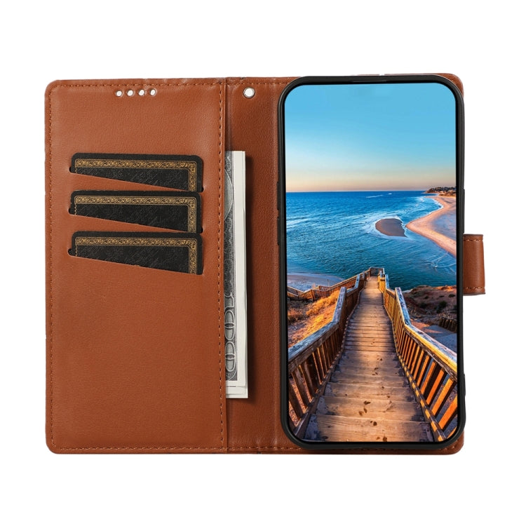For Xiaomi 14 Ultra PU Genuine Leather Texture Embossed Line Phone Case(Brown) - 14 Ultra Cases by PMC TechLife | Online Shopping South Africa | PMC TechLife | Buy Now Pay Later Mobicred