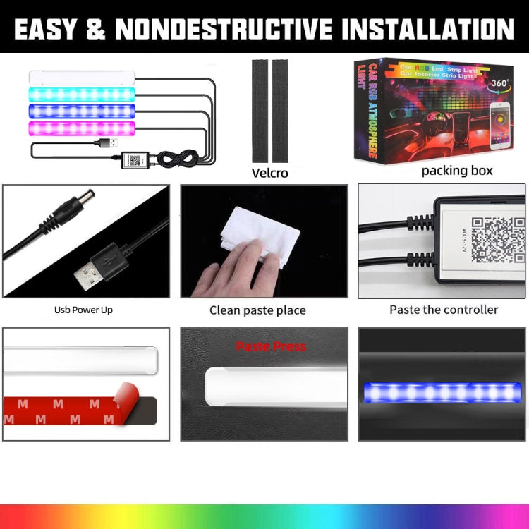 G4 Car USB RGB Foot LED Atmosphere Light with APP Control - Atmosphere lights by PMC Jewellery | Online Shopping South Africa | PMC Jewellery | Buy Now Pay Later Mobicred