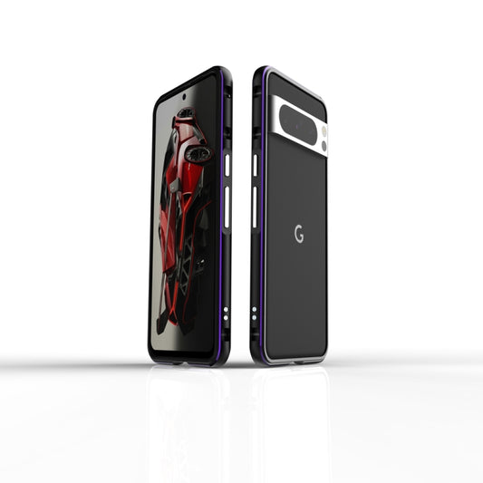 For Google Pixel 8 Pro Aurora Series Metal Frame Phone Case(Black Purple) - Google Cases by PMC Jewellery | Online Shopping South Africa | PMC Jewellery | Buy Now Pay Later Mobicred