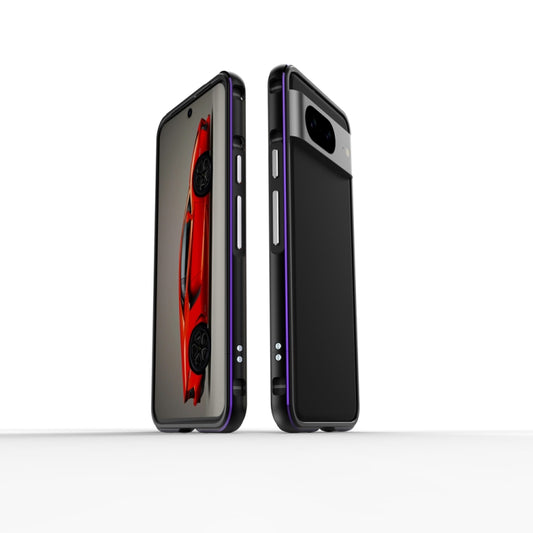 For Google Pixel 8 Aurora Series Metal Frame Phone Case(Black Purple) - Google Cases by PMC Jewellery | Online Shopping South Africa | PMC Jewellery | Buy Now Pay Later Mobicred