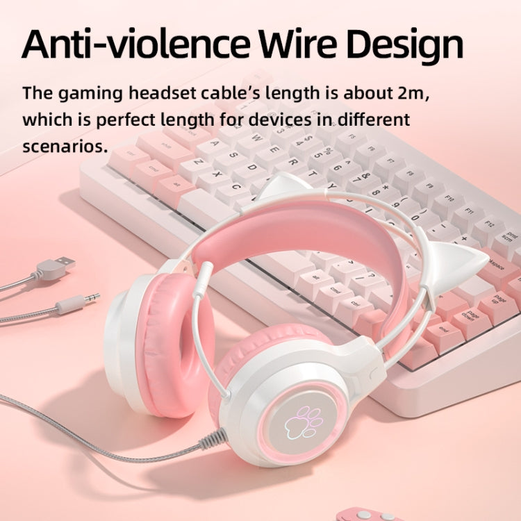 G35 Cute Cat RGB Head-mounted Wired Gaming Earphone(Pink) - Multimedia Headset by PMC Jewellery | Online Shopping South Africa | PMC Jewellery | Buy Now Pay Later Mobicred