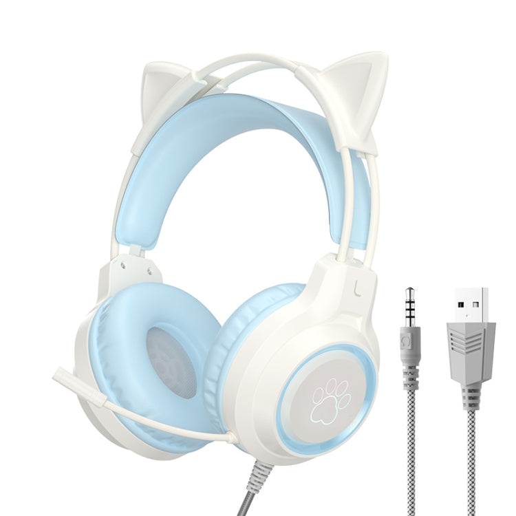 G35 Cute Cat RGB Head-mounted Wired Gaming Earphone(Blue) - Multimedia Headset by PMC Jewellery | Online Shopping South Africa | PMC Jewellery | Buy Now Pay Later Mobicred