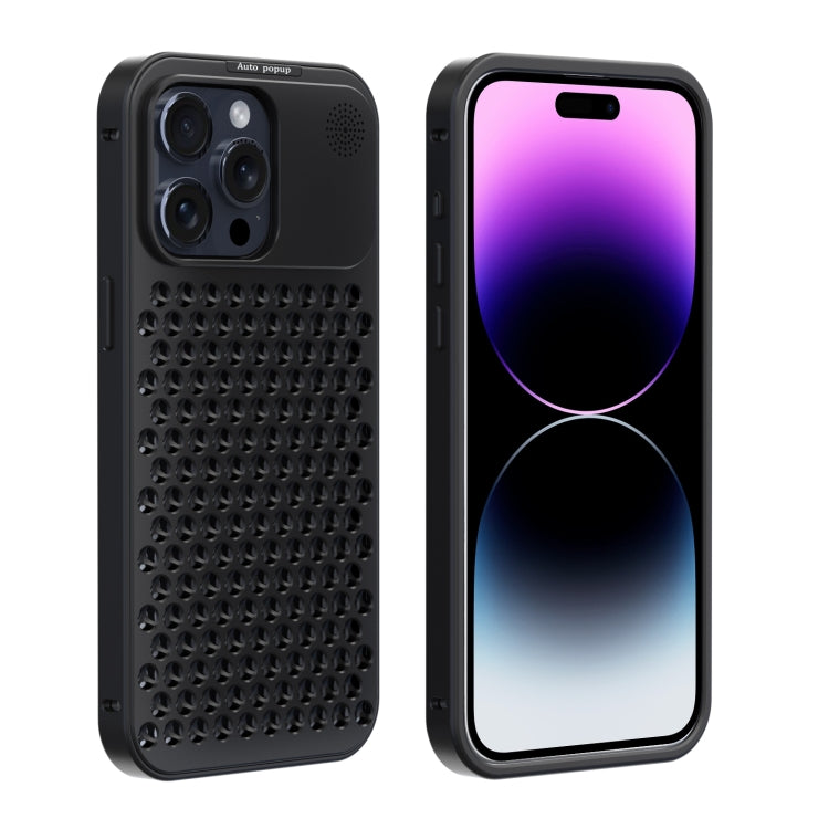 For iPhone 14 Pro R-JUST RJ58 Aromatherapy Metal Cooling Phone Case(Black) - iPhone 14 Pro Cases by R-JUST | Online Shopping South Africa | PMC Jewellery