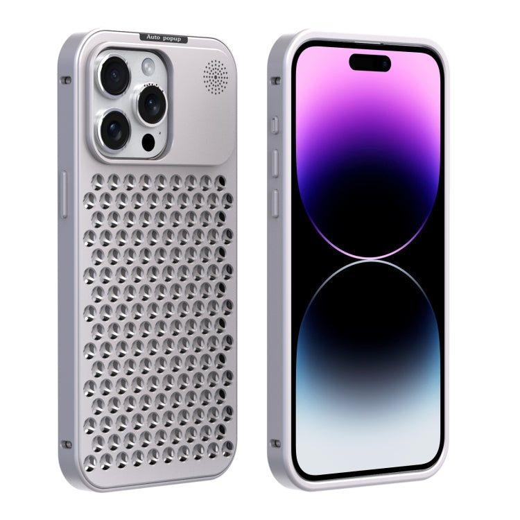 For iPhone 14 Pro R-JUST RJ58 Aromatherapy Metal Cooling Phone Case(Silver) - iPhone 14 Pro Cases by R-JUST | Online Shopping South Africa | PMC Jewellery