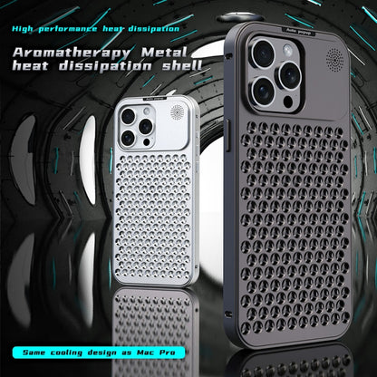 For iPhone 15 Pro R-JUST RJ58 Aromatherapy Metal Cooling Phone Case(Grey) - iPhone 15 Pro Cases by R-JUST | Online Shopping South Africa | PMC Jewellery | Buy Now Pay Later Mobicred