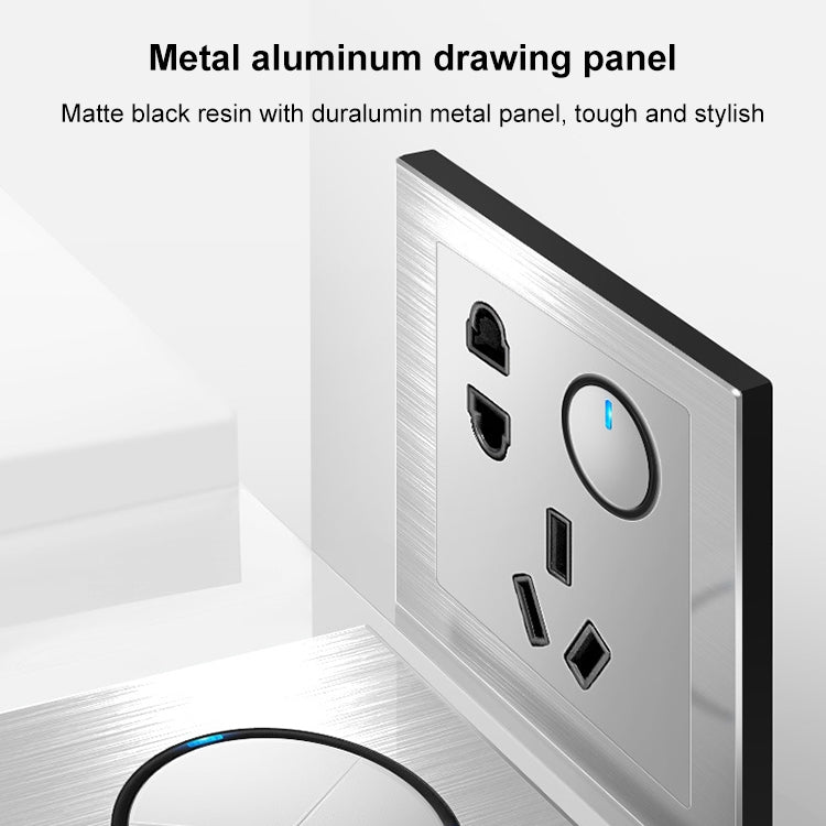 86mm Gray Aluminum Wire Drawing LED Switch Panel, Style:TV Socket - Switch by PMC TechLife | Online Shopping South Africa | PMC TechLife | Buy Now Pay Later Mobicred