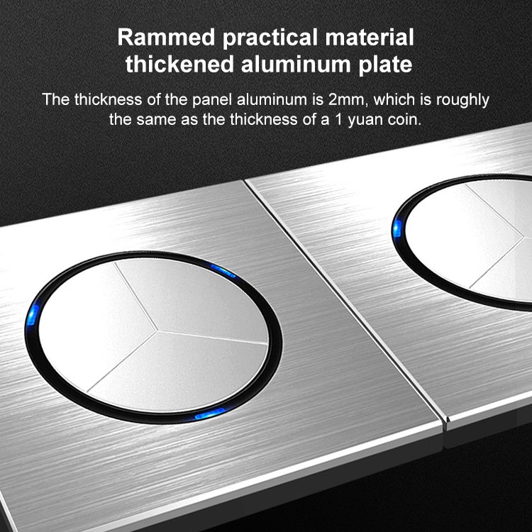 86mm Gray Aluminum Wire Drawing LED Switch Panel, Style:TV-Telephone socket - free shipping - PMC Jewellery - Order now!