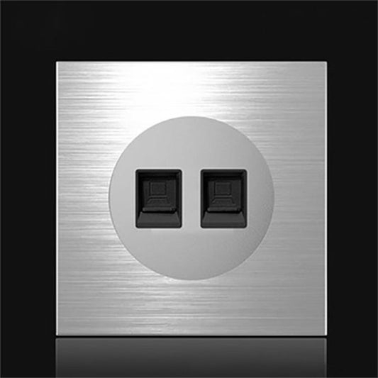 86mm Gray Aluminum Wire Drawing LED Switch Panel, Style:Dual Computer Socket - Switch by PMC Jewellery | Online Shopping South Africa | PMC Jewellery | Buy Now Pay Later Mobicred