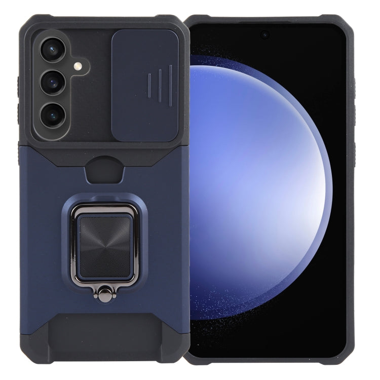 For Samsung Galaxy S24+ 5G Camera Shield Card Slot PC+TPU Phone Case(Blue) - Galaxy S24+ 5G Cases by PMC TechLife | Online Shopping South Africa | PMC TechLife