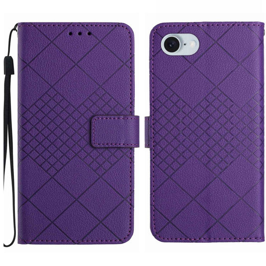 For iPhone SE 2024 Rhombic Grid Texture Leather Phone Case(Purple) - More iPhone Cases by PMC Jewellery | Online Shopping South Africa | PMC Jewellery | Buy Now Pay Later Mobicred