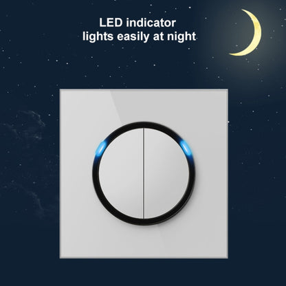 86mm Round LED Tempered Glass Switch Panel, White Round Glass, Style:Two Billing Control - Switch by PMC Jewellery | Online Shopping South Africa | PMC Jewellery | Buy Now Pay Later Mobicred