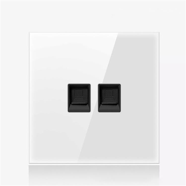 86mm Round LED Tempered Glass Switch Panel, White Round Glass, Style:Dual Computer Socket - free shipping - PMC Jewellery - Order now!