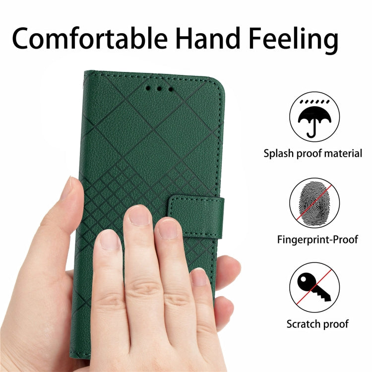 For Motorola Moto G Play 4G 2024 Rhombic Grid Texture Leather Phone Case(Green) - Motorola Cases by PMC Jewellery | Online Shopping South Africa | PMC Jewellery | Buy Now Pay Later Mobicred