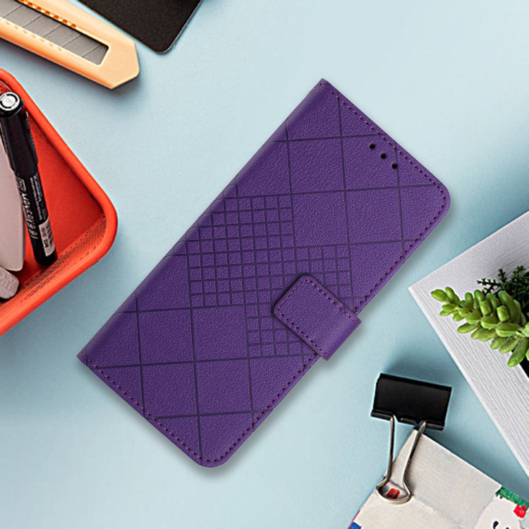 For Motorola Edge 5G 2024 Rhombic Grid Texture Leather Phone Case(Purple) - Motorola Cases by PMC Jewellery | Online Shopping South Africa | PMC Jewellery | Buy Now Pay Later Mobicred