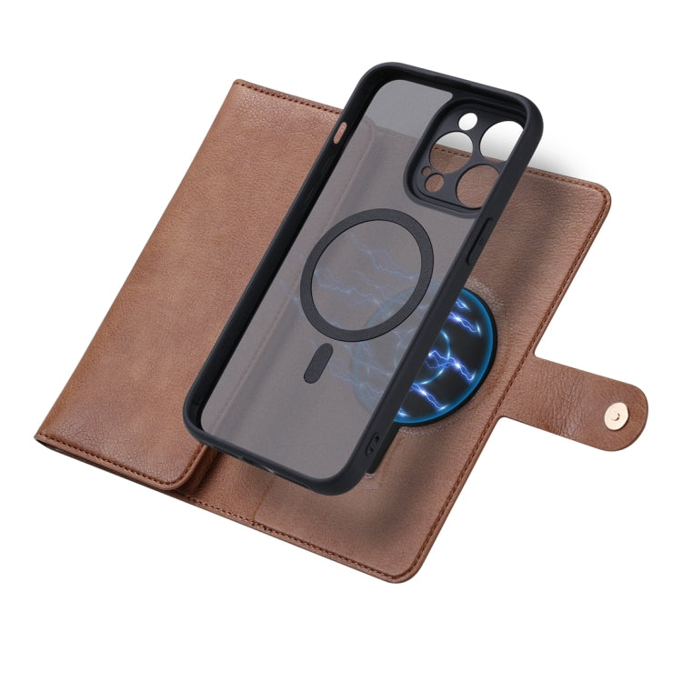 For iPhone 13 ViLi GV Series MagSafe Magnetic Zipper Leather Phone Case(Brown) - free shipping - PMC Jewellery - Order now!