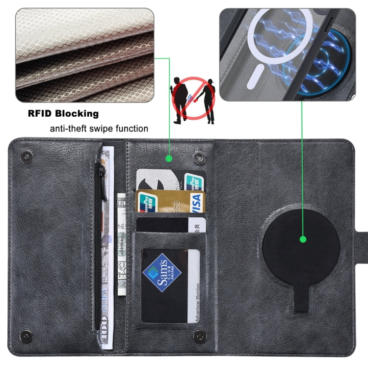 For iPhone 13 Pro Max ViLi GV Series MagSafe Magnetic Zipper Leather Phone Case(Black) - free shipping - PMC Jewellery - Order now!