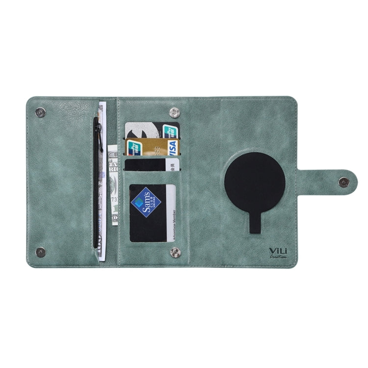 For iPhone 14 ViLi GV Series MagSafe Magnetic Zipper Leather Phone Case(Green) - free shipping - PMC Jewellery - Order now!