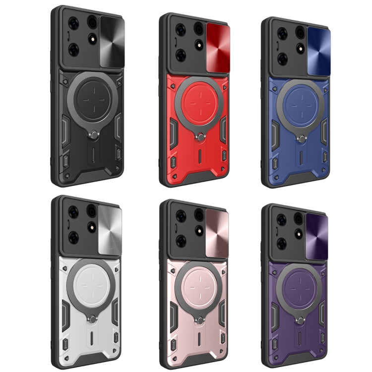 For Tecno Spark 10 Pro 4G CD Texture Sliding Camshield Magnetic Holder Phone Case(Silver) - Tecno Cases by PMC TechLife | Online Shopping South Africa | PMC TechLife | Buy Now Pay Later Mobicred