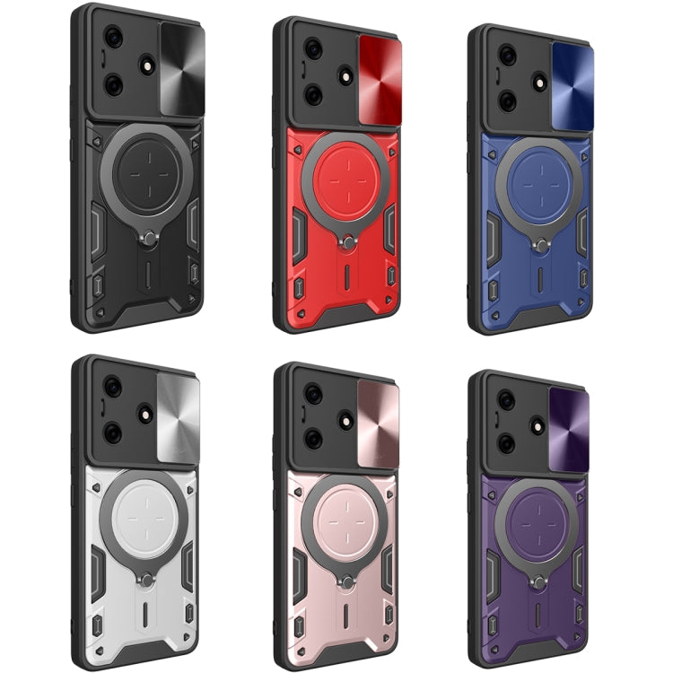For Tecno Spark 10 / Spark 10C CD Texture Sliding Camshield Magnetic Holder Phone Case(Purple) - Tecno Cases by PMC TechLife | Online Shopping South Africa | PMC TechLife | Buy Now Pay Later Mobicred