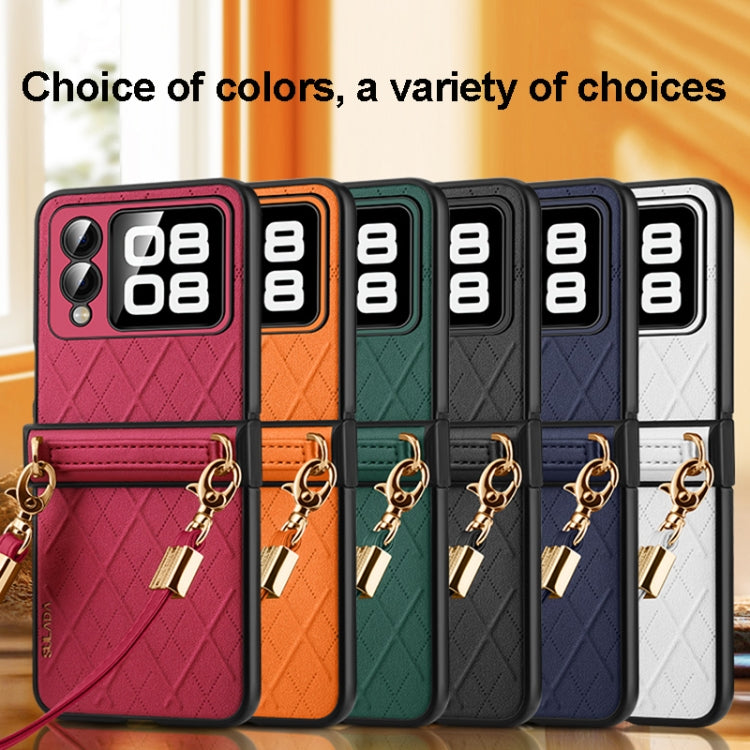 For Huawei nova Flip SULADA Elegant Rhombic Texture Folding Phone Case with Lanyard(Blue) - free shipping - PMC TechLife - Order now!