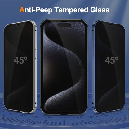 For iPhone 16 Anti-peeping Magnetic Double-sided Tempered Glass Phone Case(Blue) - iPhone 16 Cases by PMC Jewellery | Online Shopping South Africa | PMC Jewellery | Buy Now Pay Later Mobicred