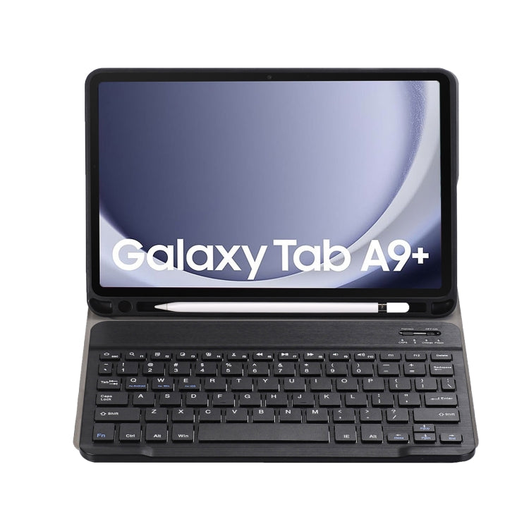 For Samsung Galaxy Tab A9+ X210/X215/X215 A09B Candy Color TPU Bluetooth Keyboard Leather Tablet Case with Pen Holder(Black) - Samsung Keyboard by PMC TechLife | Online Shopping South Africa | PMC TechLife