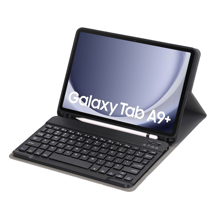 For Samsung Galaxy Tab A9+ X210/X215/X215 A09B Candy Color TPU Bluetooth Keyboard Leather Tablet Case with Pen Holder(Black) - Samsung Keyboard by PMC TechLife | Online Shopping South Africa | PMC TechLife