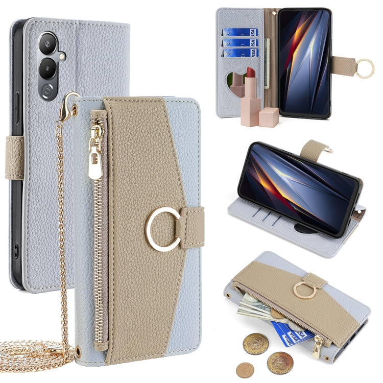 For Tecno Pova 4 Crossbody Litchi Texture Leather Phone Case(Blue) - Tecno Cases by PMC TechLife | Online Shopping South Africa | PMC TechLife | Buy Now Pay Later Mobicred