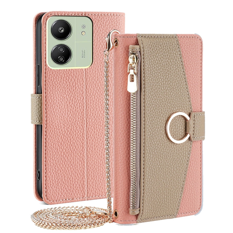 For Xiaomi Redmi 13C Crossbody Litchi Texture Leather Phone Case(Pink) - 13C Cases by PMC Jewellery | Online Shopping South Africa | PMC Jewellery | Buy Now Pay Later Mobicred