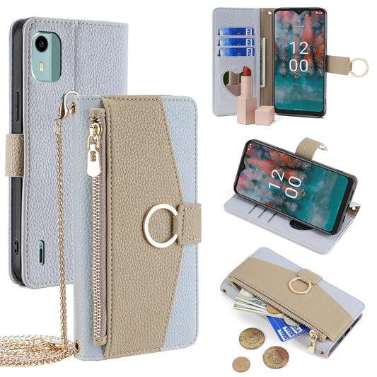 For Nokia C12 Crossbody Litchi Texture Leather Phone Case(Blue) - Nokia Cases by PMC Jewellery | Online Shopping South Africa | PMC Jewellery | Buy Now Pay Later Mobicred