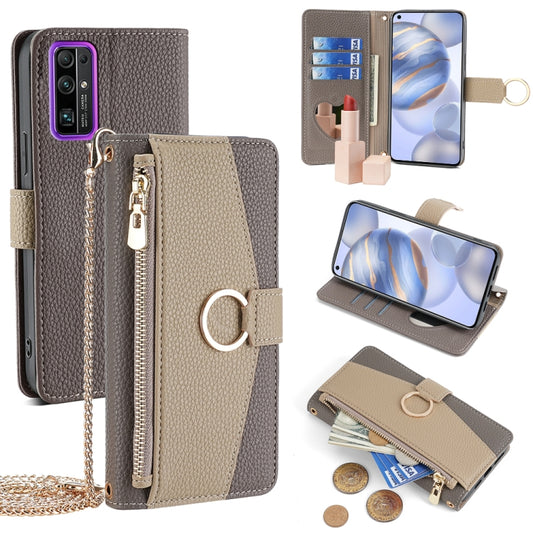 For Honor 30 Crossbody Litchi Texture Leather Phone Case(Grey) - Honor Cases by PMC Jewellery | Online Shopping South Africa | PMC Jewellery | Buy Now Pay Later Mobicred